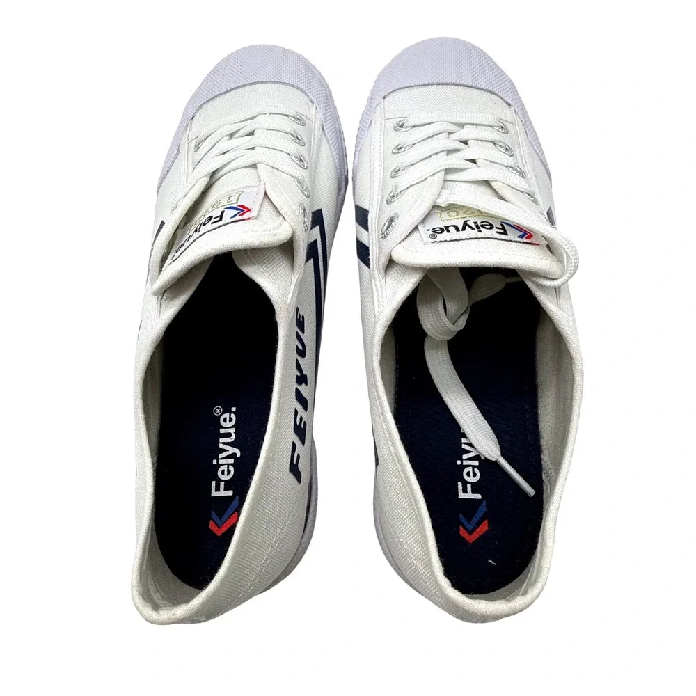 Feiyue FE LO 1920 Sneakers Unisex 10W/8M White Navy New Canvas Martial Arts Shoe